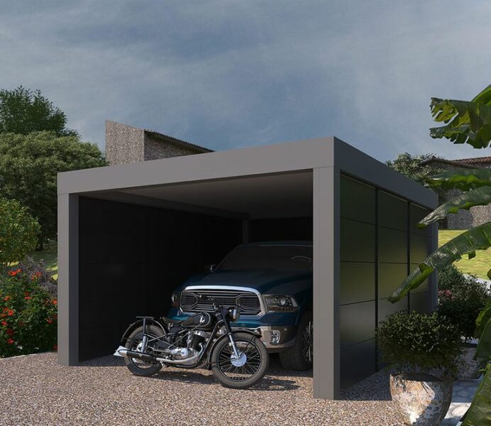 Carport 1 place avec parois occultantes