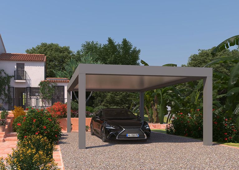 Carport gris moyen sur 4 pied