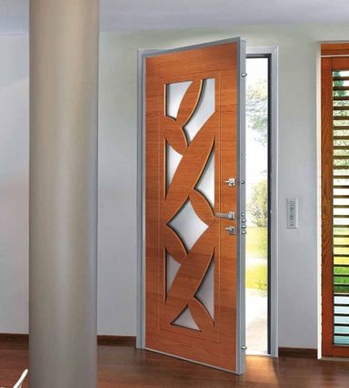 porte blindée intérieur plaquage bois